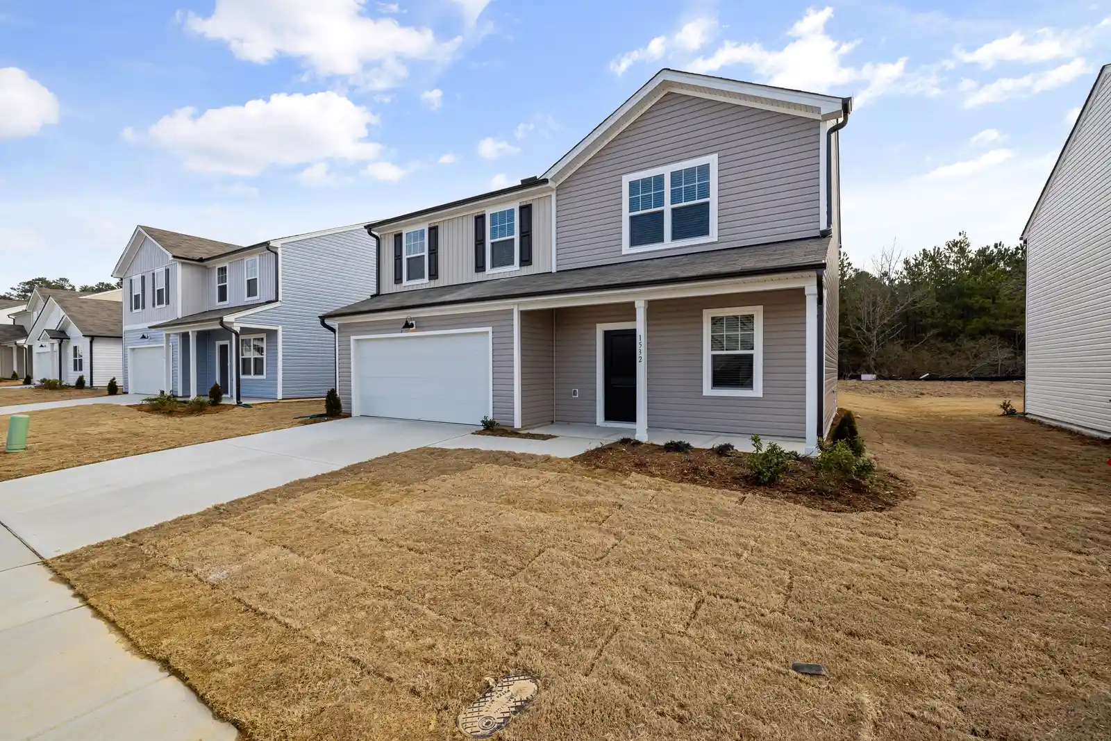 Brand new custom home exterior freshly built in a Chicagoland subdivision