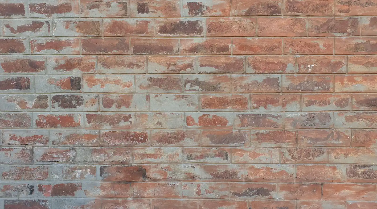 Weathered brick wall texture representing a damaged brick replacement project