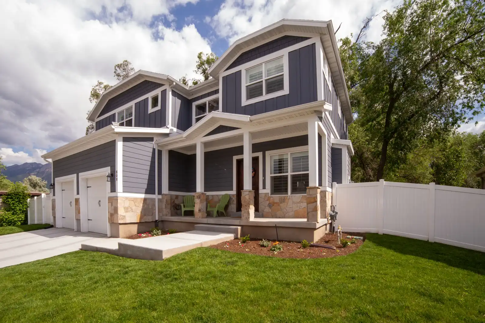New custom masonry home exterior near Chicago, IL