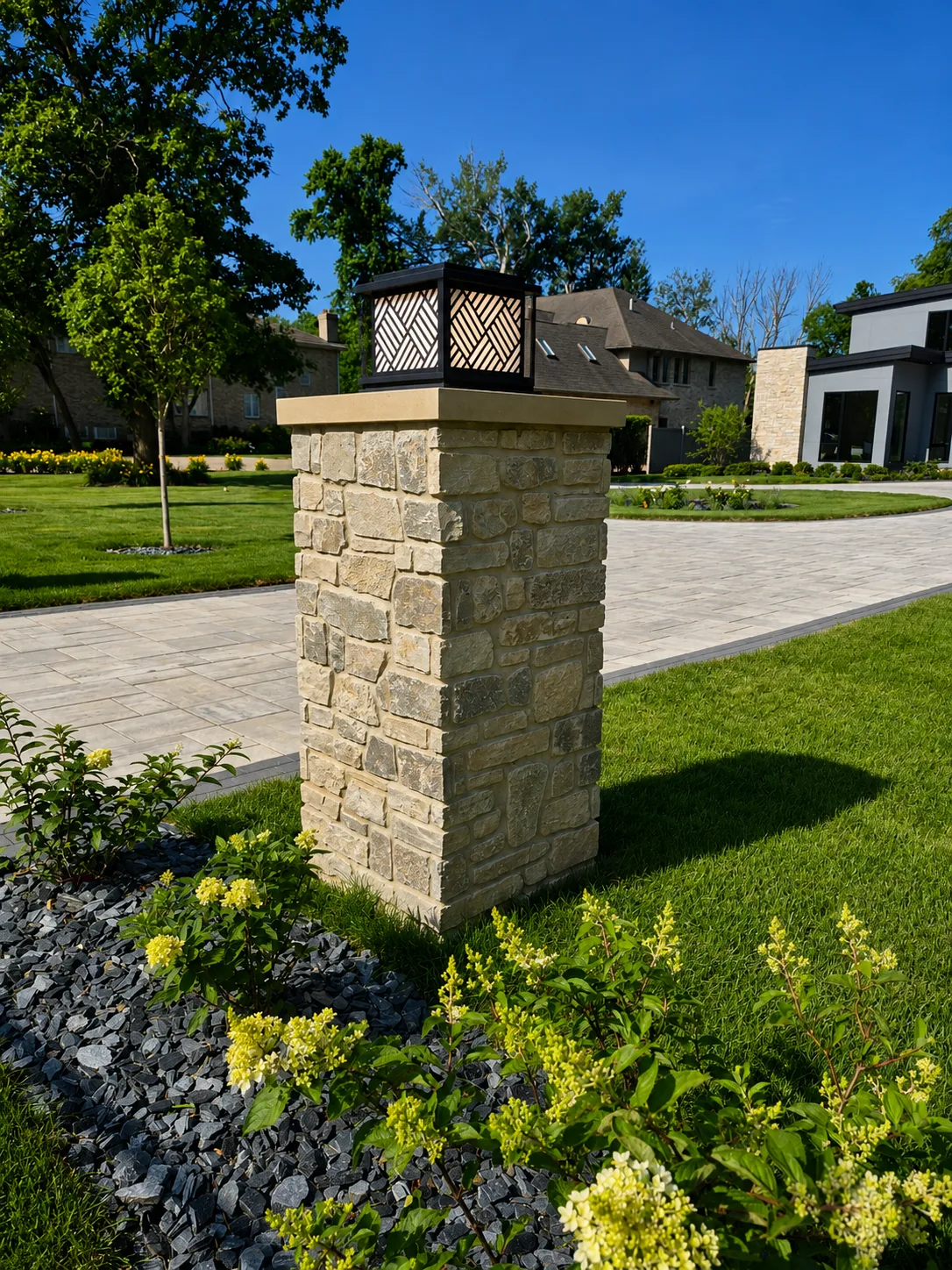 Natural Limestone Entry & Steps in Western Springs